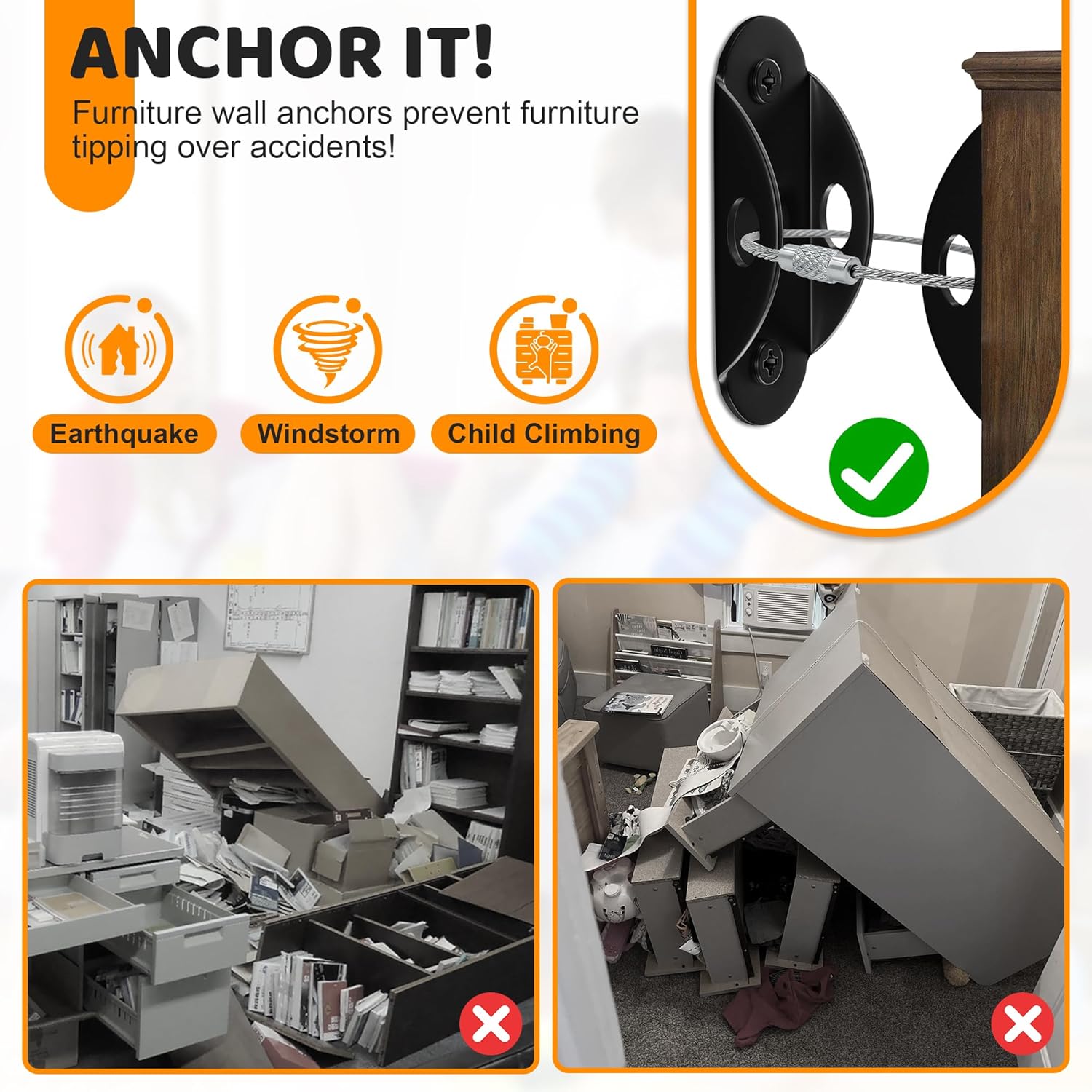 6 комплектов антискользящих кр – обзор и цена Earthquake Anchor Strap